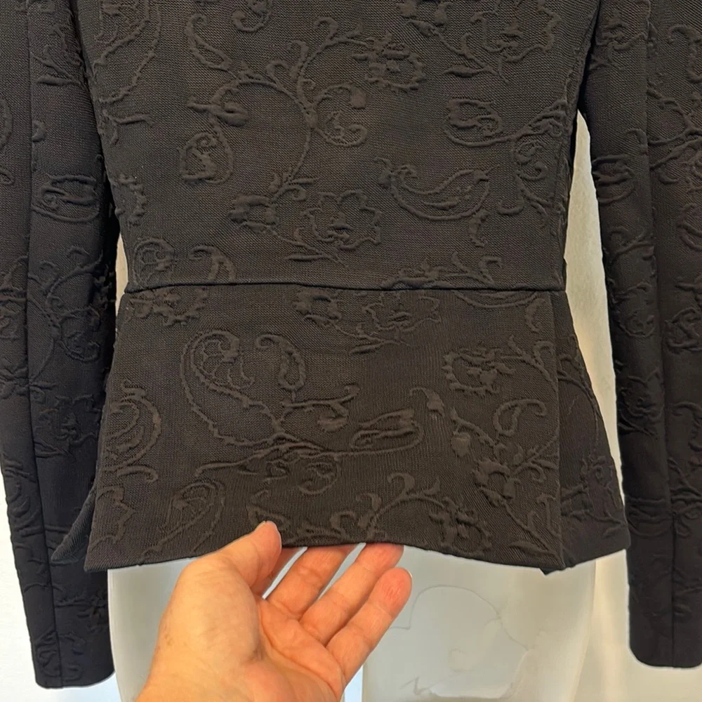 ETRO 42 Ladies Black Matelasse Jacket with Floral Paisley Print Size 42